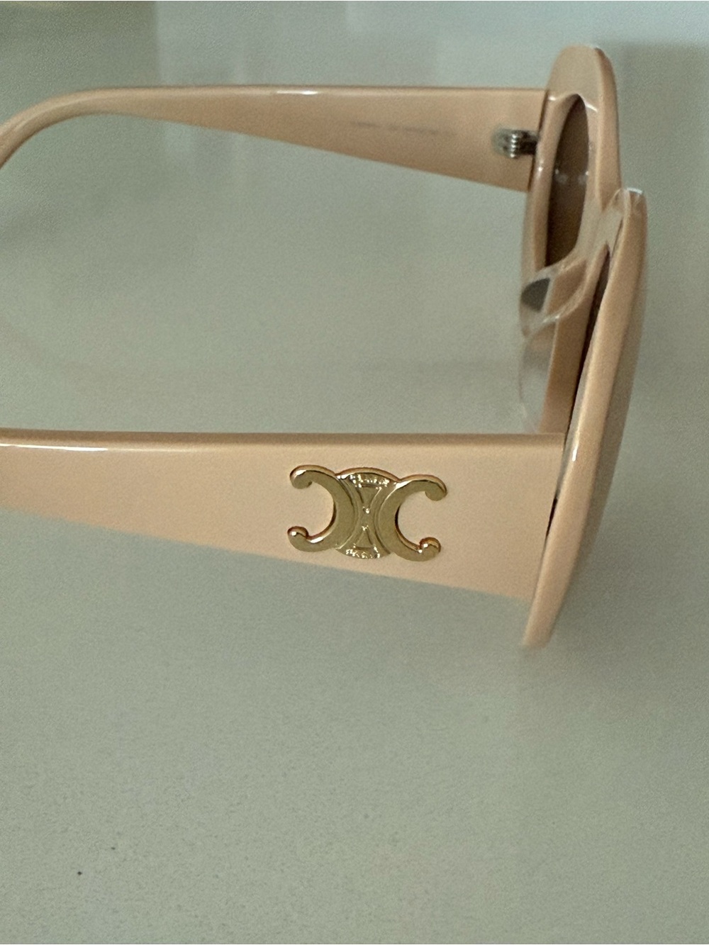 Celine Nude Beige Acetate Sunglasses with Gold Triomphe Logo